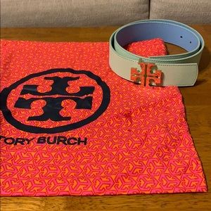 Tory Burch Seafoam/Baby Blue Reversible Belt